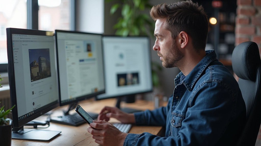 Modern responsive webdesign setup met meerdere apparaten weergegeven op een scherm