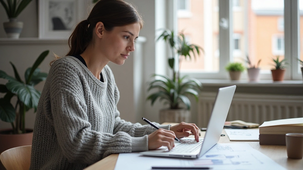 Designer working on responsive layout with multiple device mockups on desk