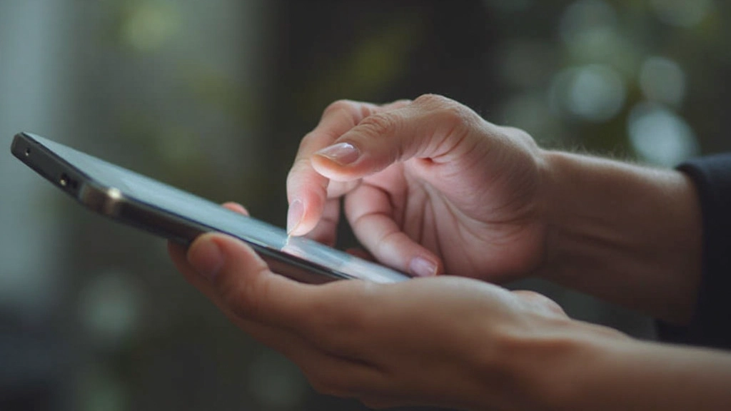 Close-up van hand die touchscreen aanraakt met verschillende vingerbreedte metingen