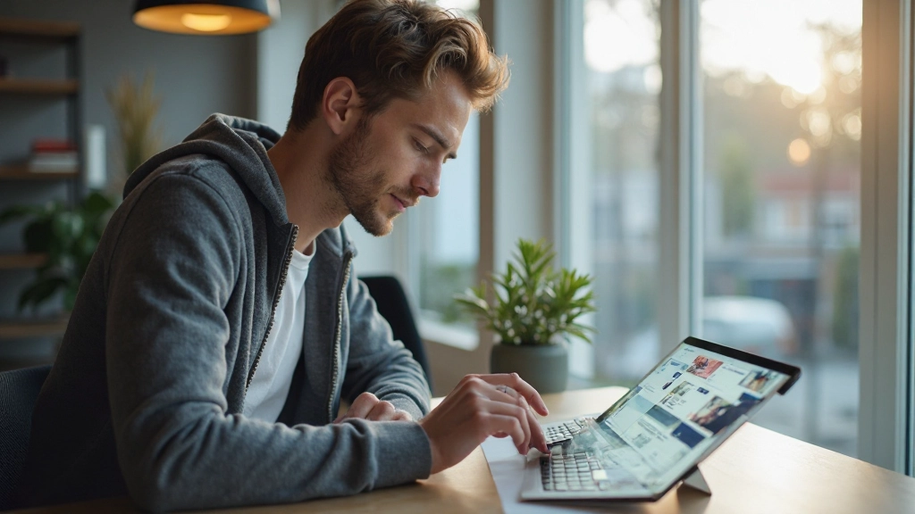 Professionele foto van ontwerper die aan tablet werkt met responsive interface elementen